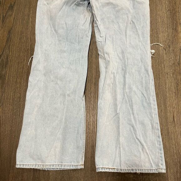 AFRM Jeans Oden Flared Leg High Waisted Distressed Denim Light Wash Size 31 - Picture 7 of 9